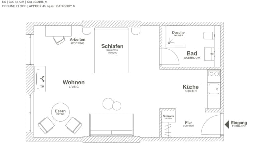 Miete 1 Zimmer Wohnung Wolfsburg | Ganze Wohnung | Wolfsburg | Serviced Apartment in Wolfsburg - VW-Werk Nähe | Hominext