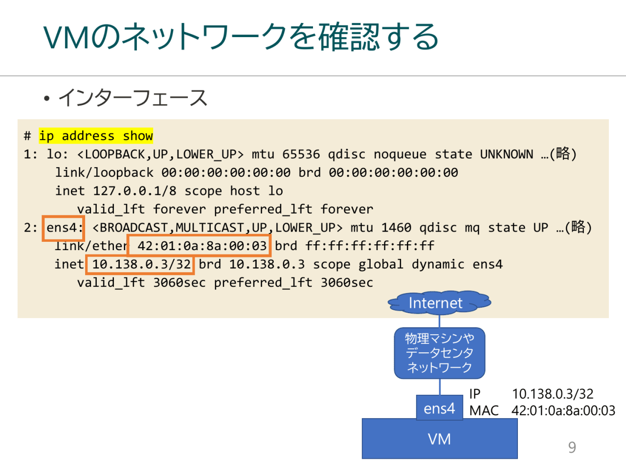 VMのネットワークを確認する