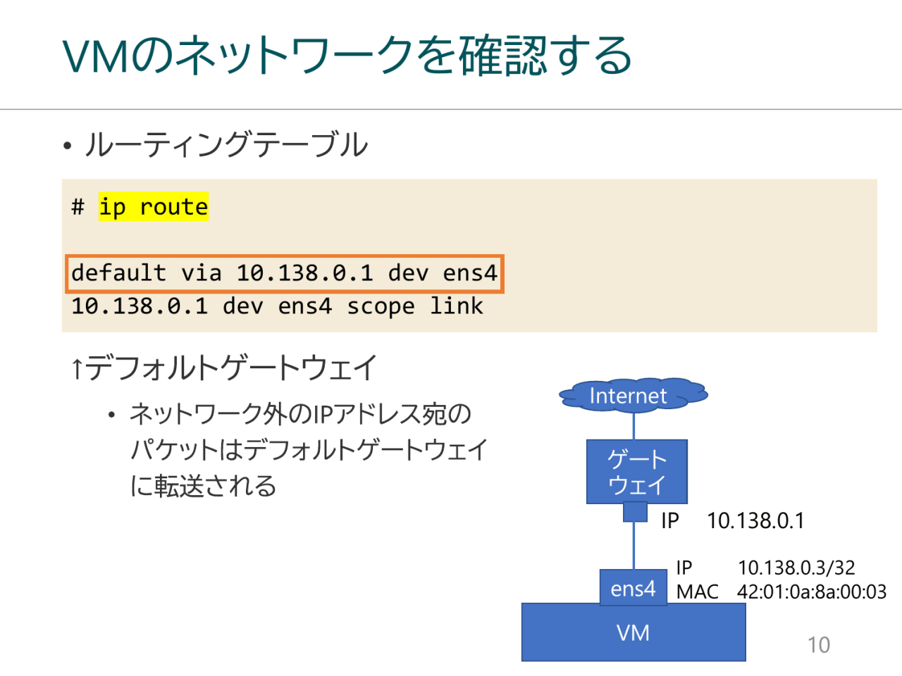 VMのネットワークを確認する