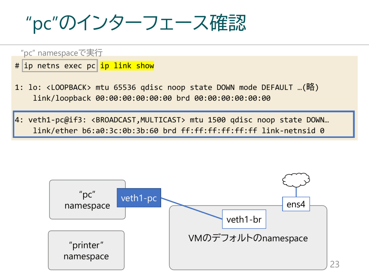 “pc”のインターフェース確認