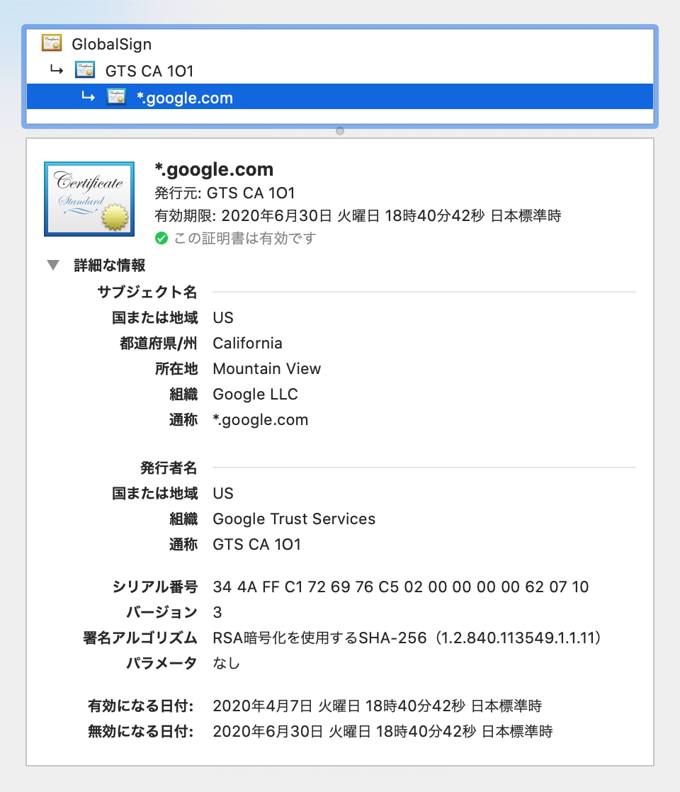 google.comの証明書