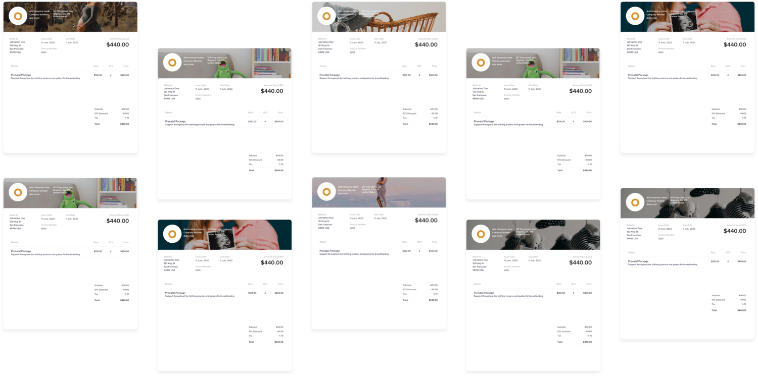 Invoice types for doulas