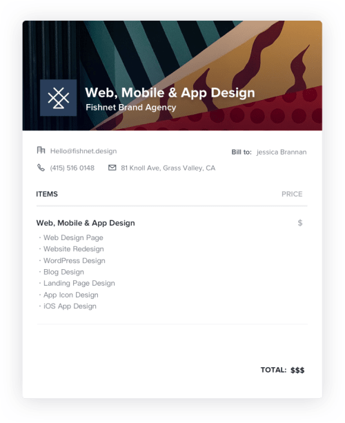 Web, mobile & app design Invoice
