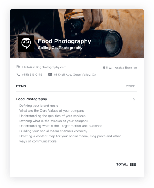 Food Photography Invoice Template