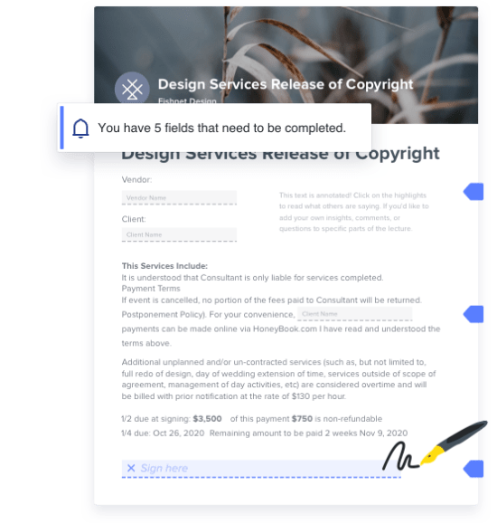 Design Contracts and Agreement Templates HoneyBook