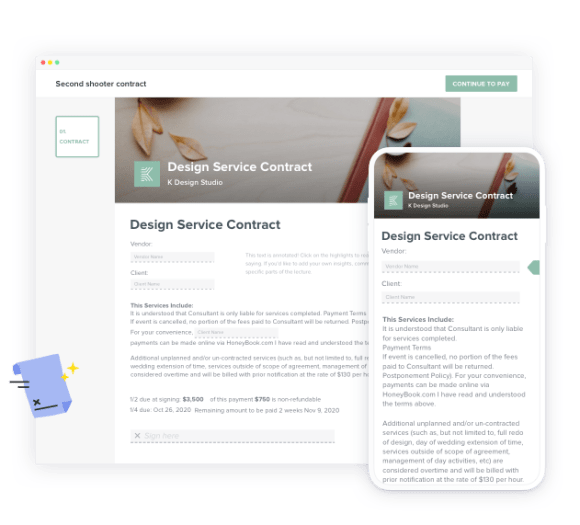 Design Contracts and Agreement Templates HoneyBook