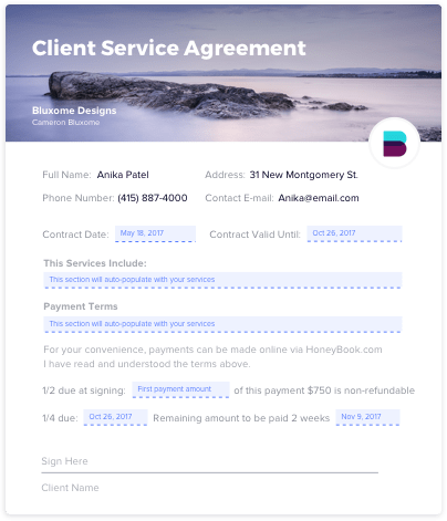 Online Contracts And Contract Templates Honeybook
