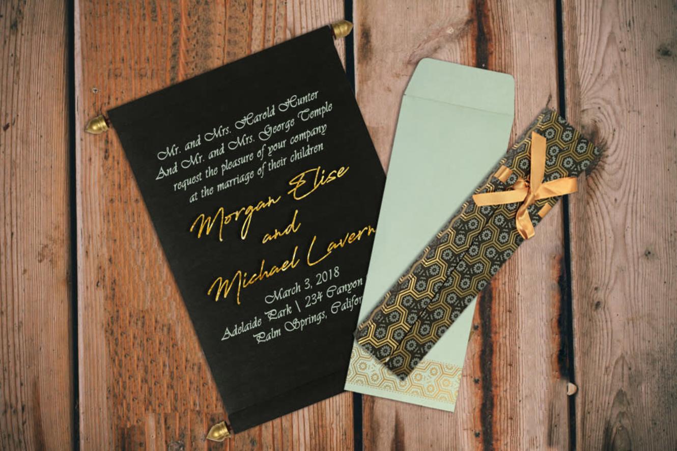 black scroll invitations sc 5014i honeybook