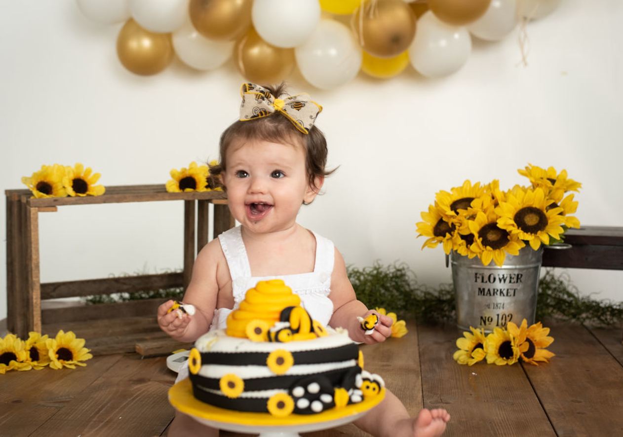 Little bee smash cake for my niece's first birthday : r/Baking