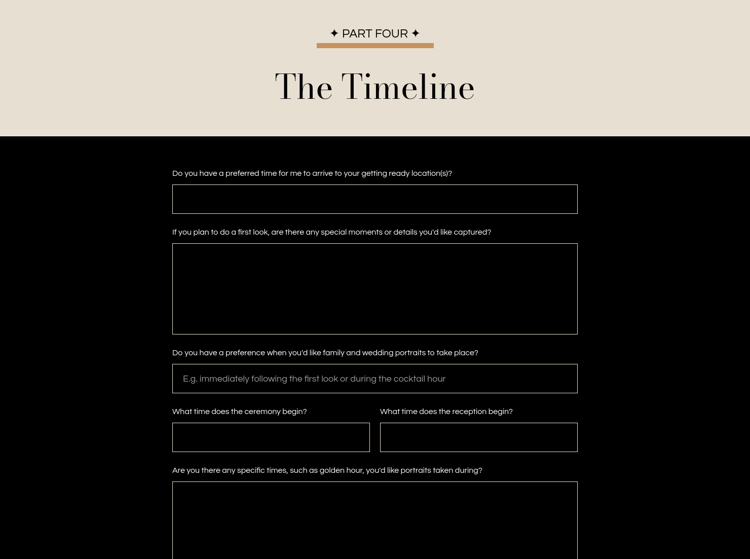 Timeline Questionnaire