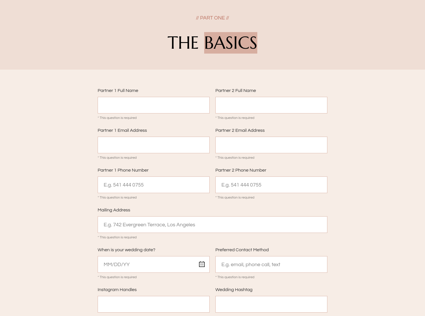 Basics Questionnaire