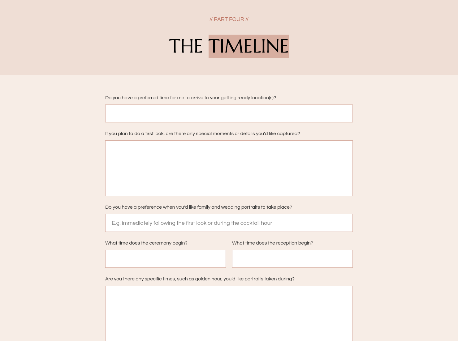 Timeline Questionnaire
