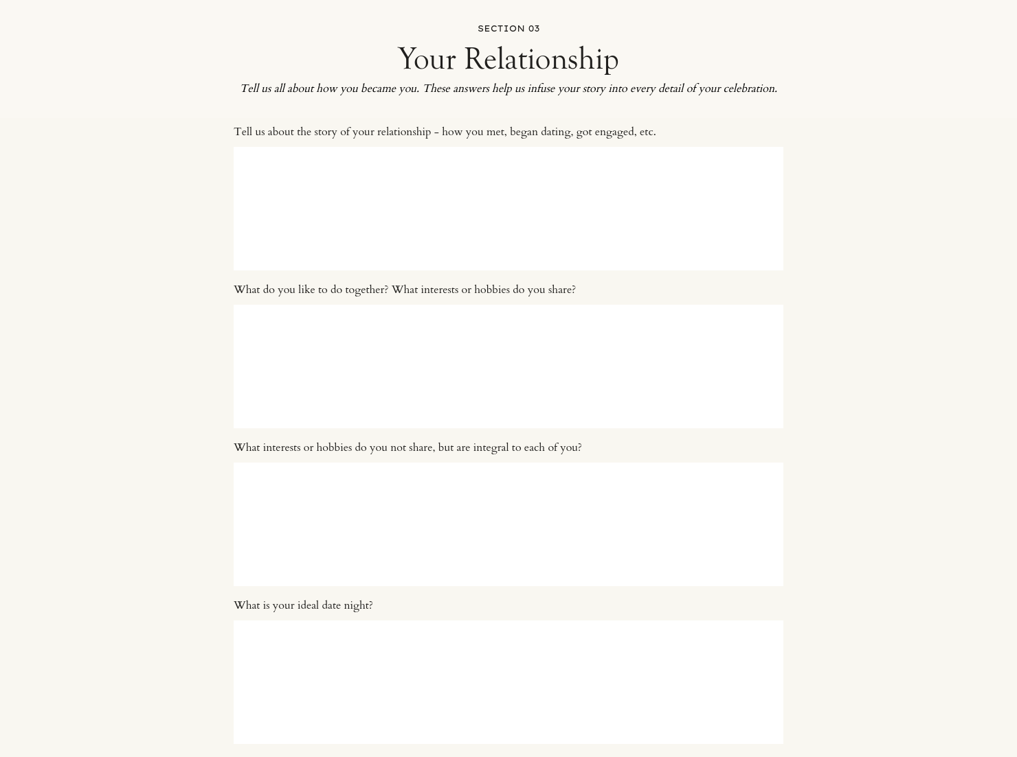 Relationship Questionnaire