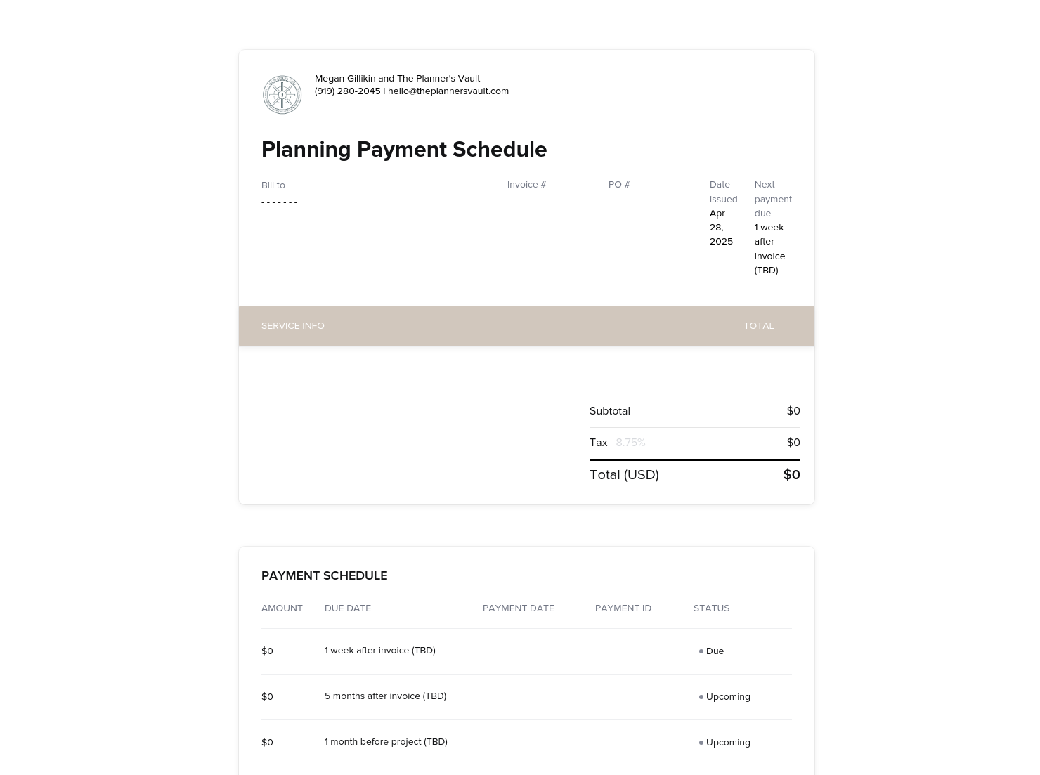 Payment Schedule