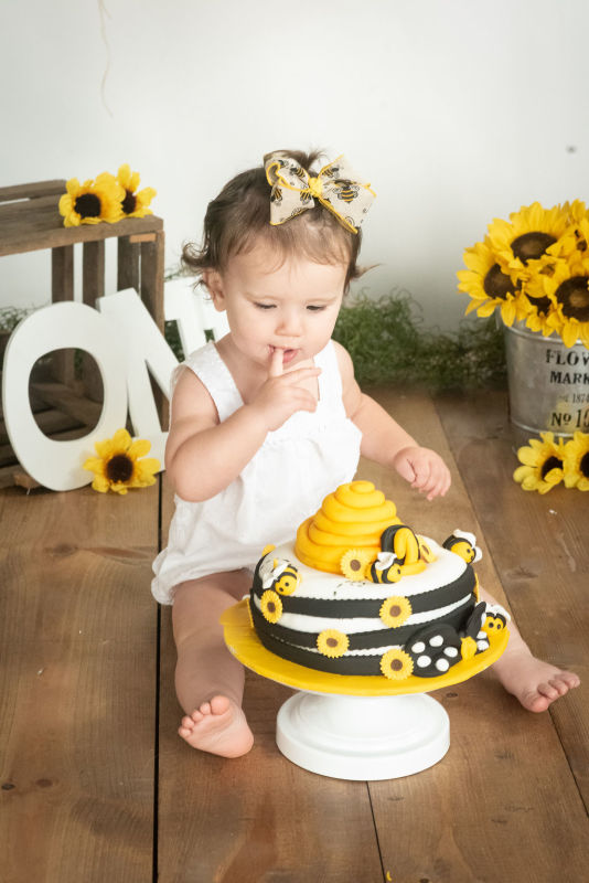 Amazon.com: 1st Birthday Cake Topper Decoration - Bee Party Theme Cake  Topper - Smash Cake Decor，Photo Booth Props - First Birthday Decor for Baby  - One Year Old Bee Cake Inserted Flag(Bee) :