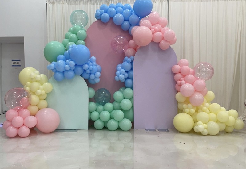 Soft Pastel Trio Balloon Wall | HoneyBook