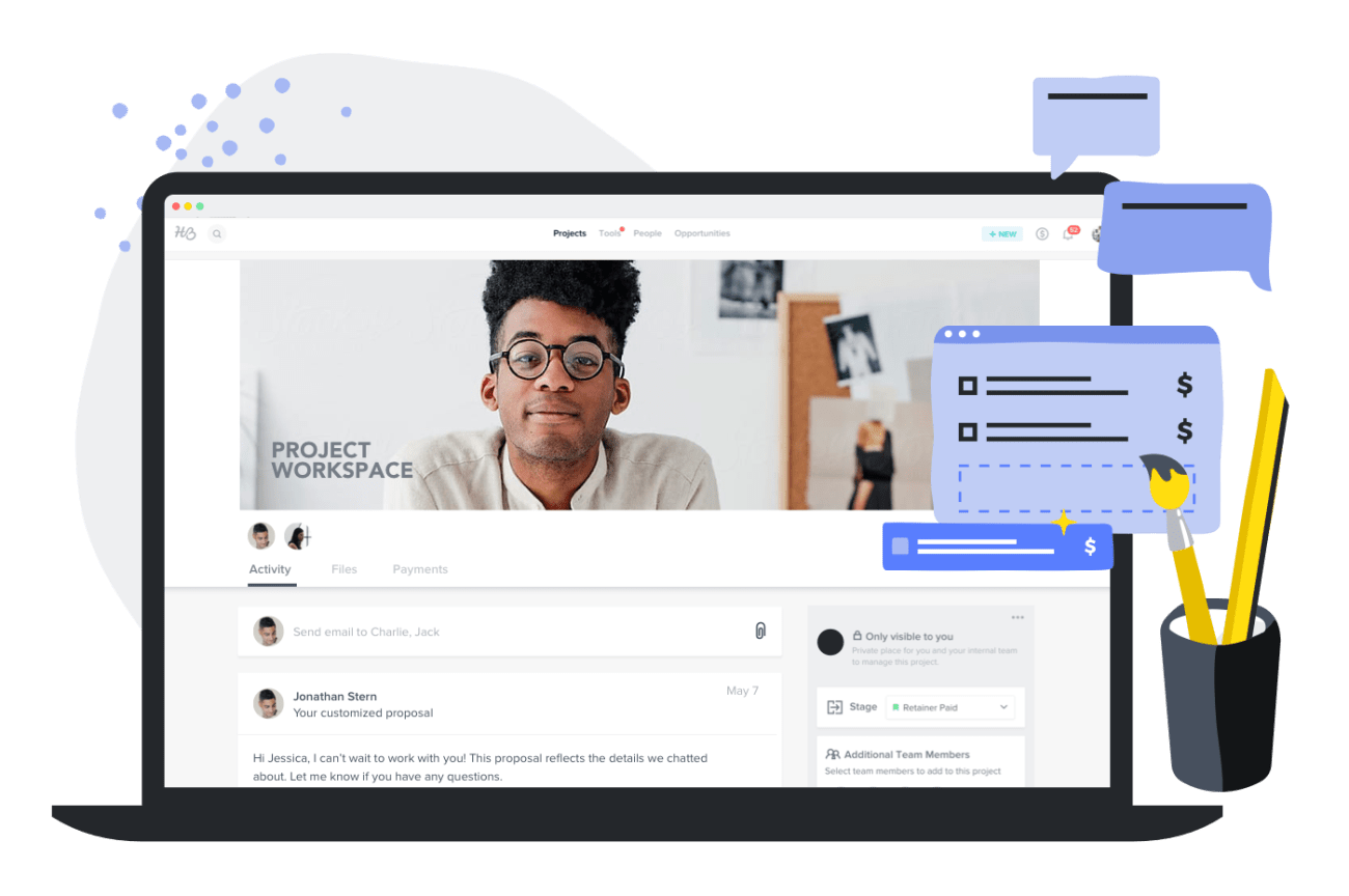 a glimpse at the honeybook client portal