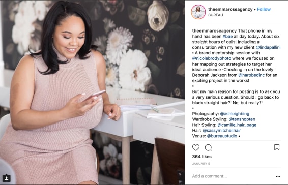 EmmaRose Agency eksempel på korrekt Instagram photo credit