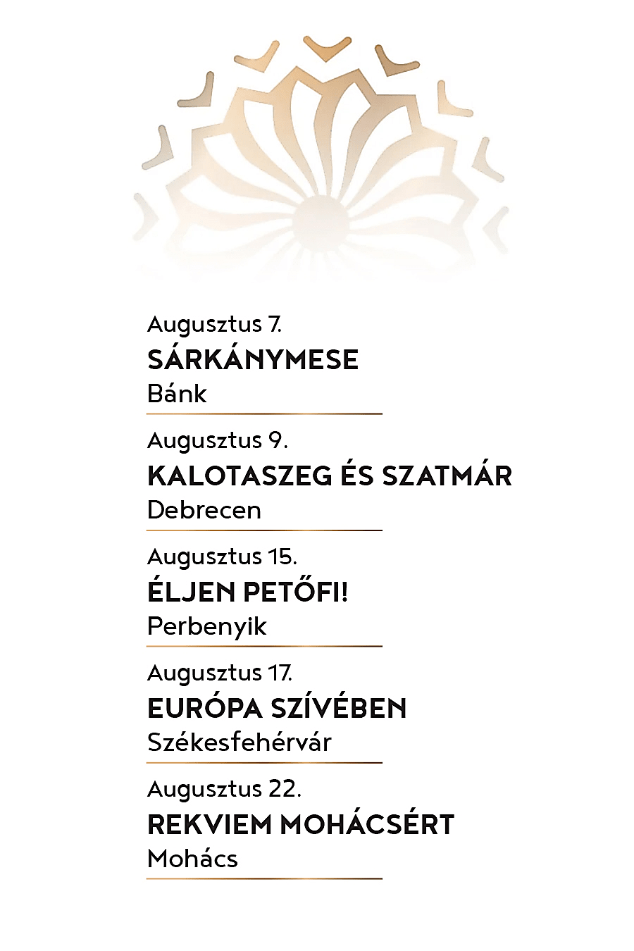 Augusztusi műsorok