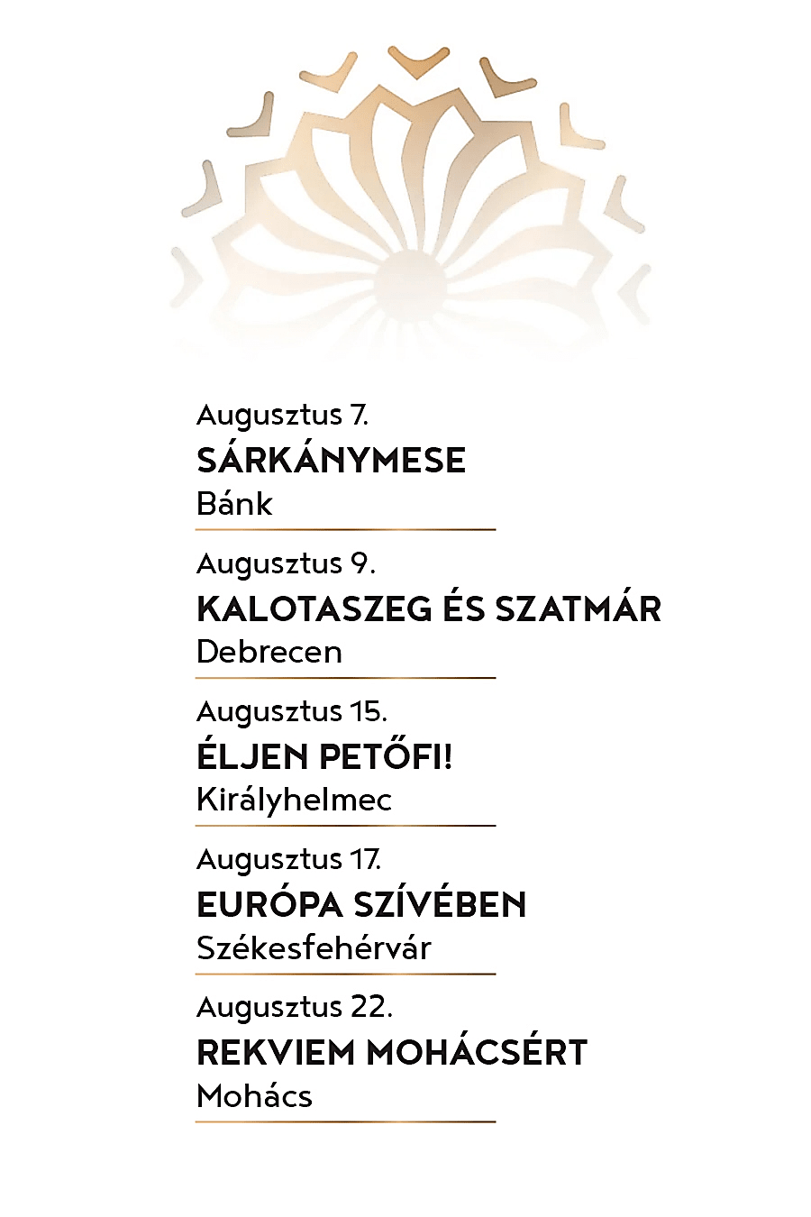 Augusztusi műsorok