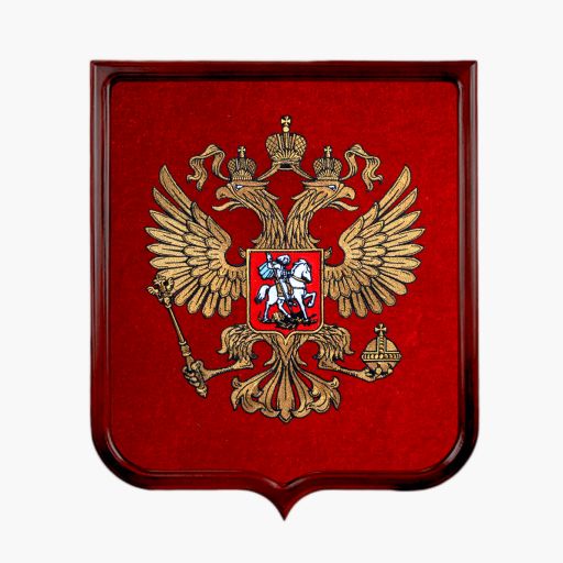 Герб России Вышивка, текстильная аппликация. Размер рамы 45 х 50 см.