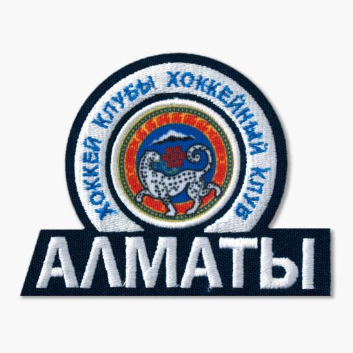 Шеврон "ХК Алматы" Комбинированный шеврон. Совмещение сублимационной печати и вышивки.
