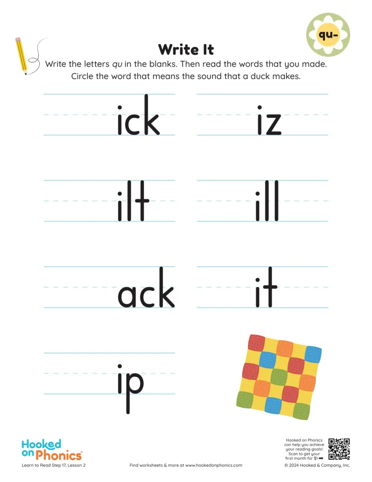 QU Words Write It | Hooked on Phonics