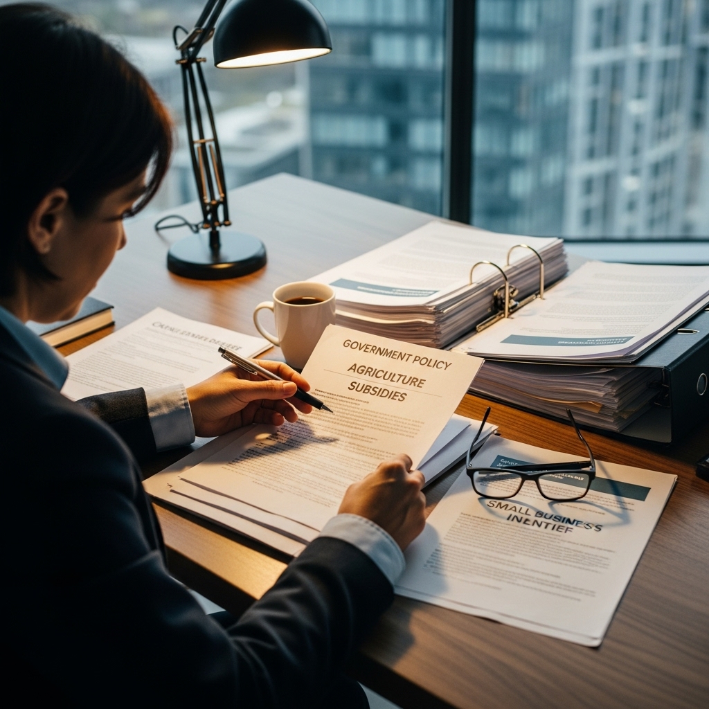 정부지원금 정책 서류를 검토하는 이미지