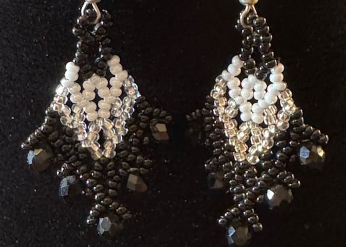 picture of Beaded Earrings (Black and White)