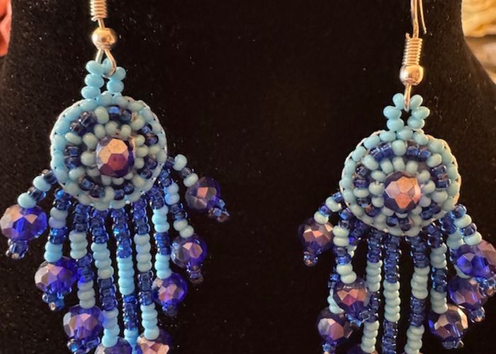 picture of Beaded Earrings (Dk Blue and Blue)