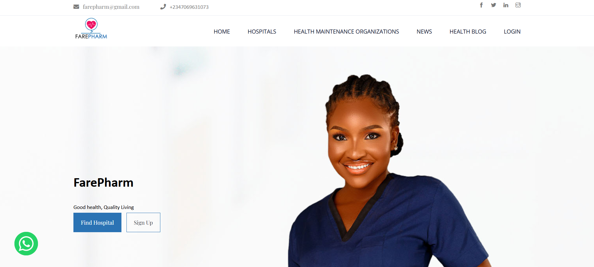 FarePharm homepage screenshot