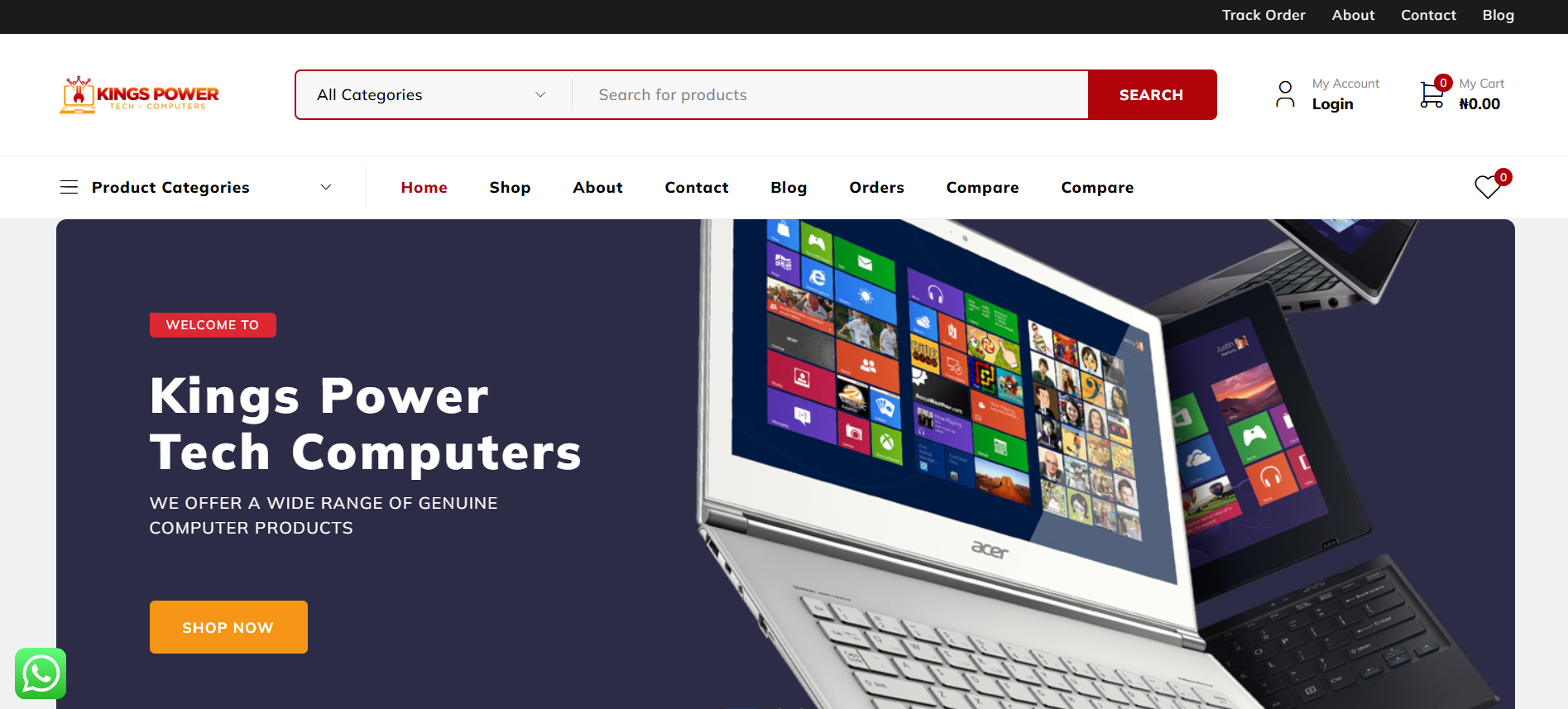 Kings Power Computers homepage screenshot