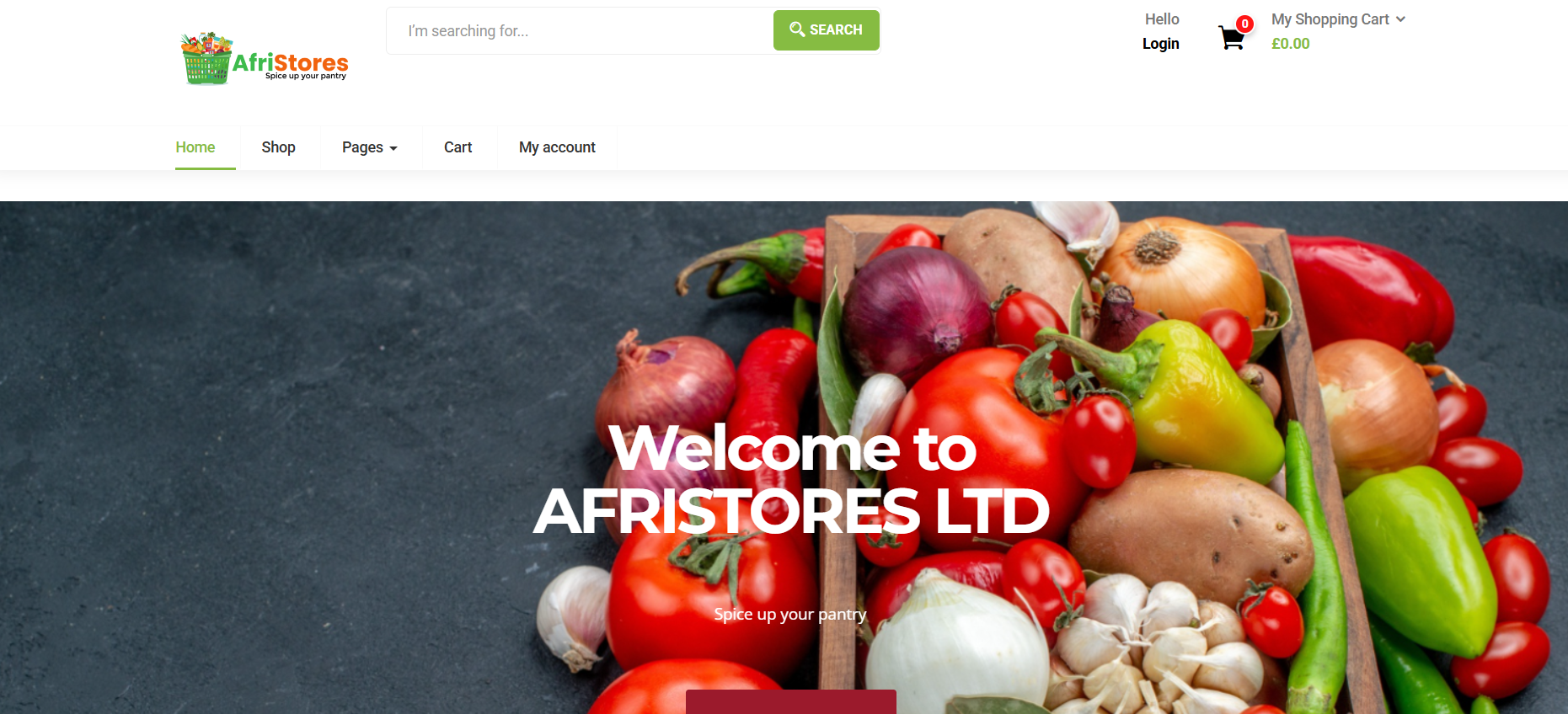 Afristores homepage screenshot