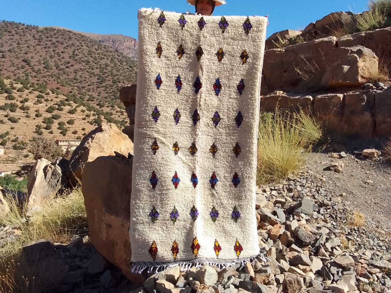  Beni Ourain Rug Wool  and Thread Colored Morocco