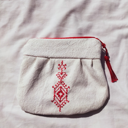  Handmade pouch Acrylic Thread Red, White Morocco