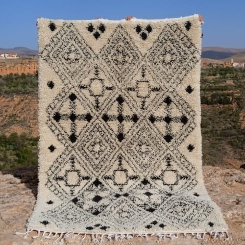  Marmoucha Rug  Black, White Morocco