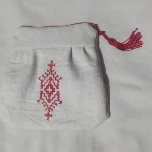  Handmade pouch Acrylic Thread Red, White Morocco