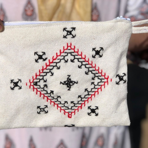  Emboidered wallet  Red, Black Morocco