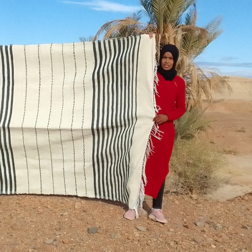  Mendeel Fabric Wool Threads Black, White Morocco