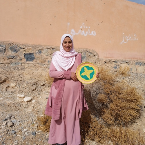  Basket Dyed Wool and Reed Pink, Yellow Morocco