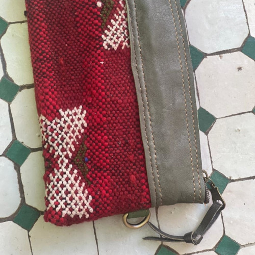   small bag thread and leather Red, Green Morocco
