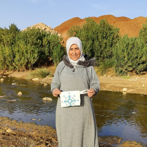  Emboidered wallet  Light Blue, White Morocco