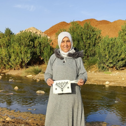  Emboidered wallet  Brown, White Morocco