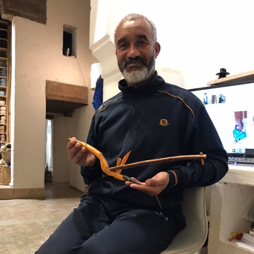  Wooden plow Tin and Wood Yellow, Brown Morocco