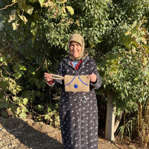  Emboidered wallet  Blue, Brown Morocco