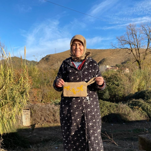  Emboidered wallet  Yellow, Brown Morocco