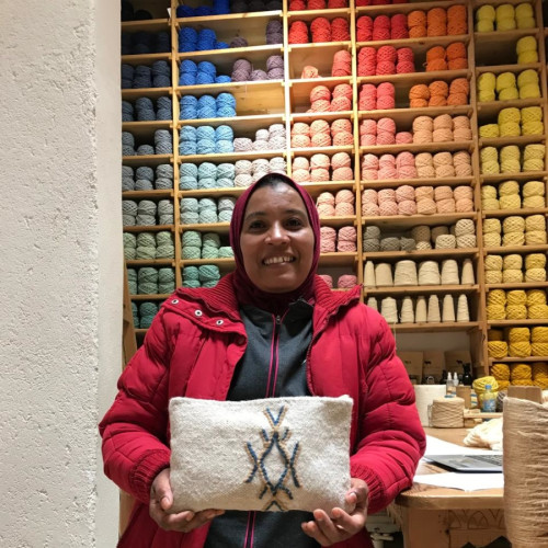  Bag  Natural Wool Light Blue, Brown Morocco