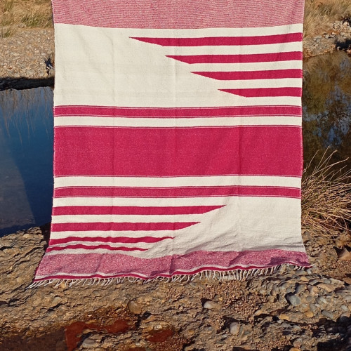  Mendeel Fabric Wool Threads Red, White Morocco
