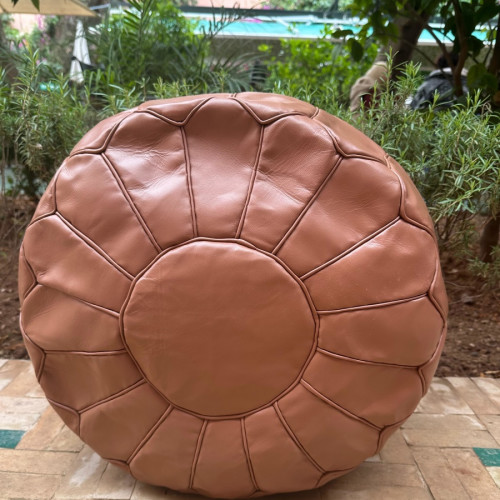  Pouf leather Brown Morocco