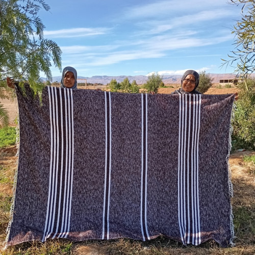  Mendeel Fabric Wool Threads Brown, White Morocco